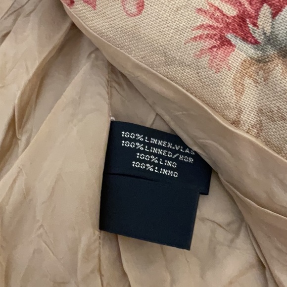 Vintag Ralph Lauren Chinese Rose Print Linen Mandarin Jacket  EUC - Picture 11 of 14